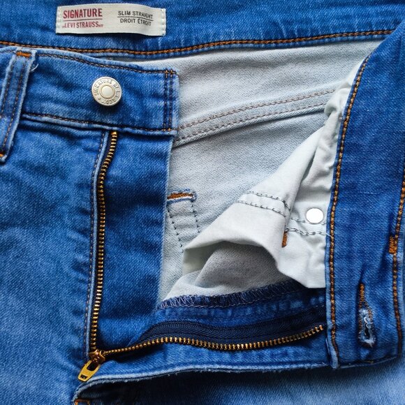 Signature by Levi Strauss jeans men's size W34/L30 denim blue slim straight - Picture 10 of 16